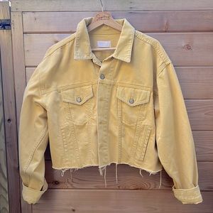 Boyish by HER muted yellow denim jacket - the Harvey Cropped
